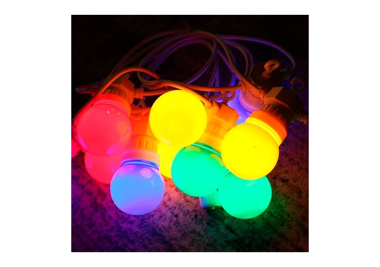 Guirlande LED multicolore fil blanc 10 ampoules LED-8m - L2000-B-C - Barcelona LED