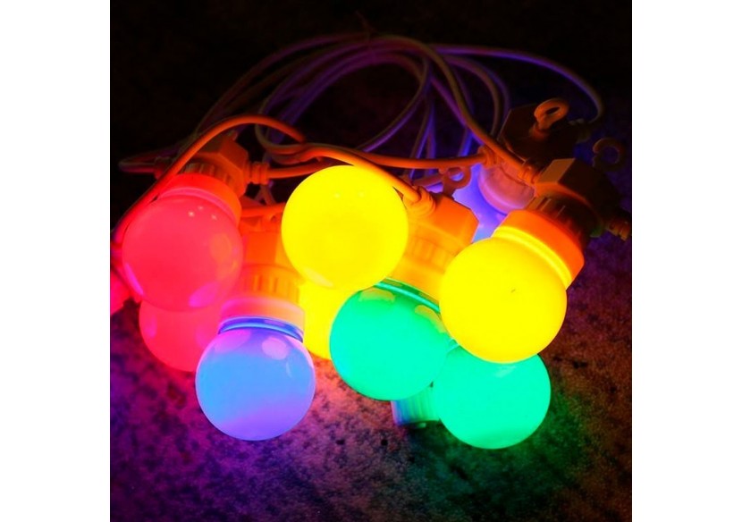 Guirlande LED multicolore fil blanc 10 ampoules LED-8m - L2000-B-C - Barcelona LED