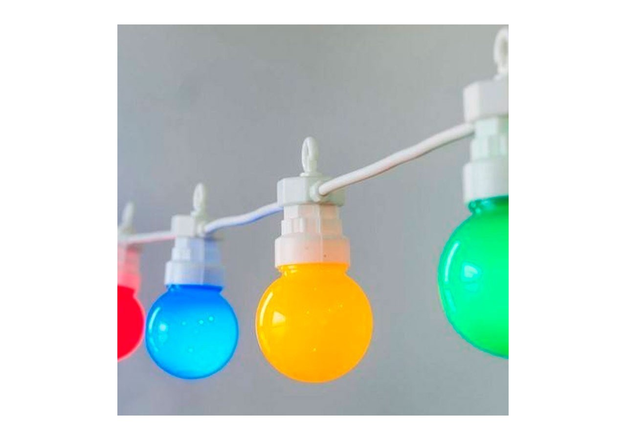 Guirlande LED multicolore fil blanc 10 ampoules LED-8m - L2000-B-C - Barcelona LED