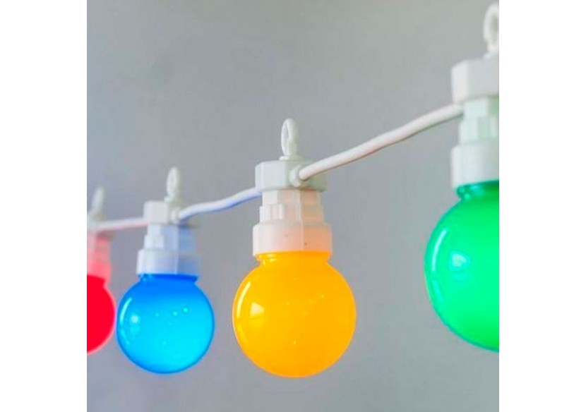 Guirlande LED multicolore fil blanc 10 ampoules LED-8m - L2000-B-C - Barcelona LED