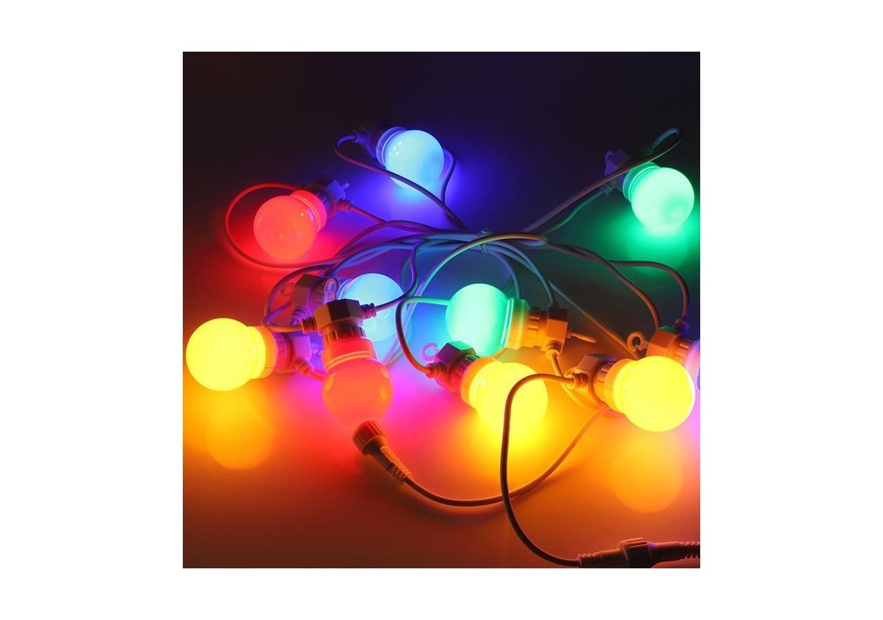 Guirlande LED multicolore fil blanc 10 ampoules LED-8m - L2000-B-C - Barcelona LED