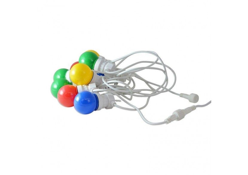 Guirlande LED multicolore fil blanc 10 ampoules LED-8m - L2000-B-C - Barcelona LED