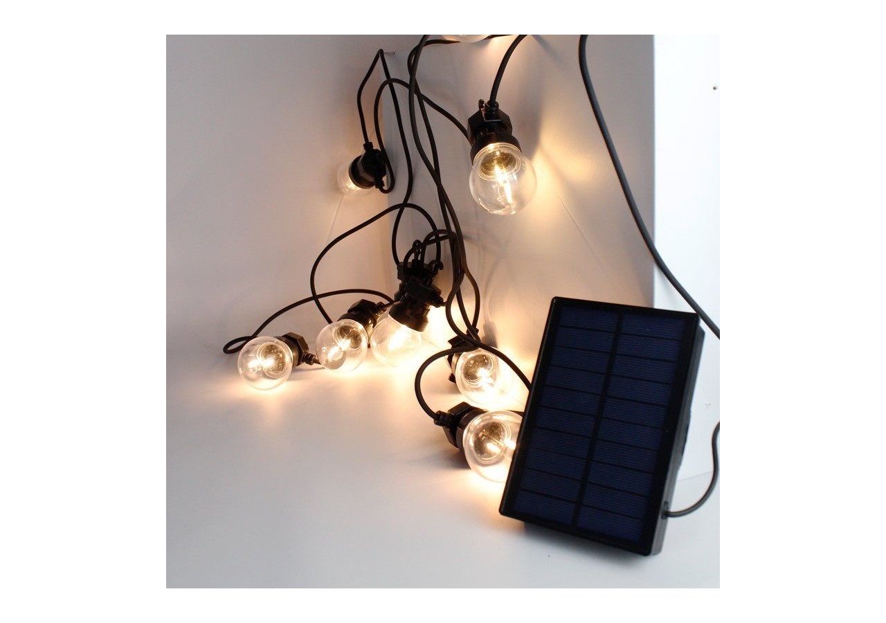 Guirlande solaire LED 8m avec batterie et 10 ampoules intégrées - SL22 - Barcelona LED