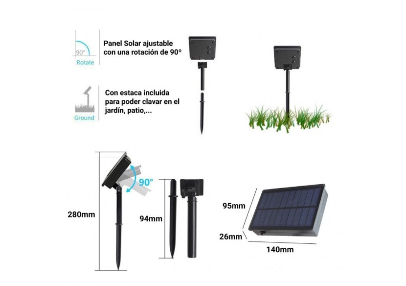 Guirlande solaire LED 8m avec batterie et 10 ampoules intégrées - SL22 - Barcelona LED
