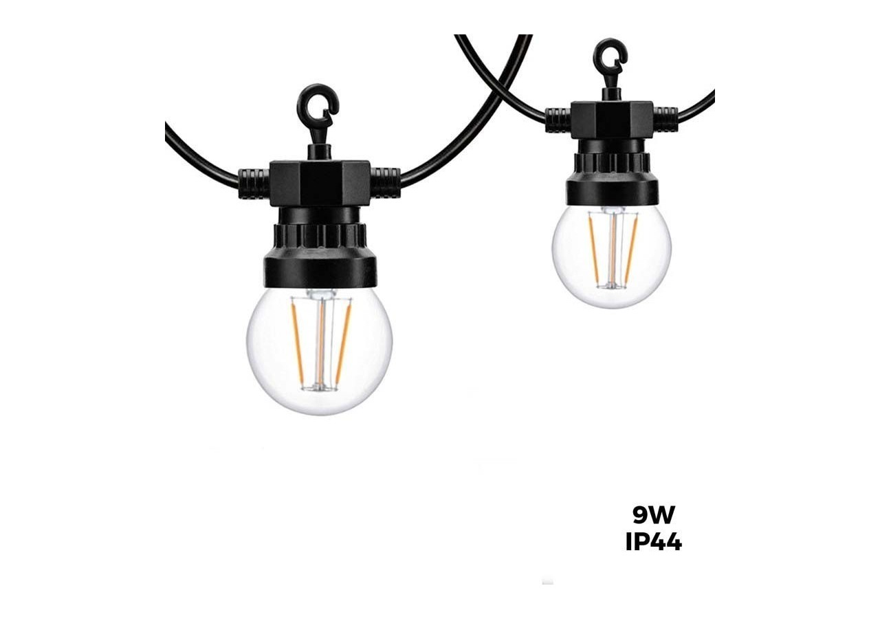 Guirlande Led 10m 20 ampoules Blanc Chaud 9W - L3000-N - Barcelona LED