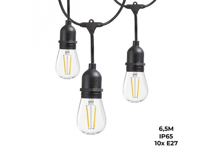 Guirlande extérieure connectable en série-IP65-6,5m-10 x E27 - L1800-5 - Barcelona LED
