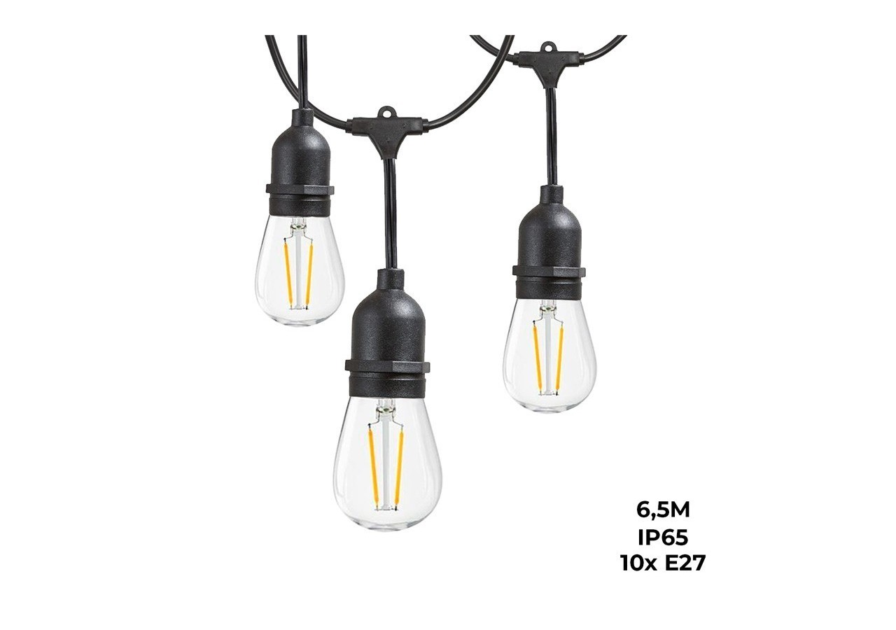 Guirlande extérieure connectable en série-IP65-6,5m-10 x E27 - L1800-5 - Barcelona LED