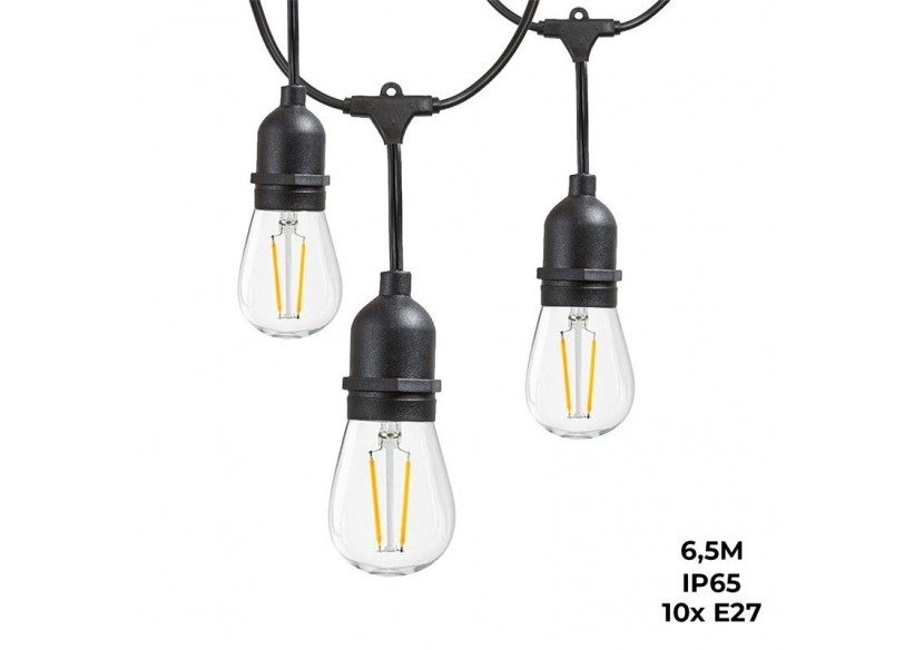 Guirlande extérieure connectable en série-IP65-6,5m-10 x E27 - L1800-5 - Barcelona LED