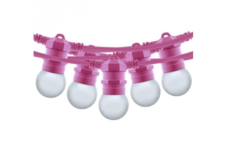 Kit guirlande lumineuse extérieure 10m + 10 ampoules LED E27 1W-IP44-Blanc chaud - K_L1500-SA - Barcelona LED