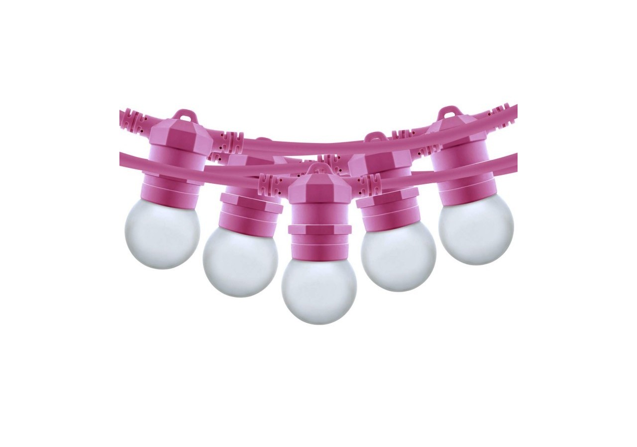 Kit guirlande lumineuse extérieure 10m + 10 ampoules LED E27 1W-IP44-Blanc chaud - K_L1500-SA - Barcelona LED