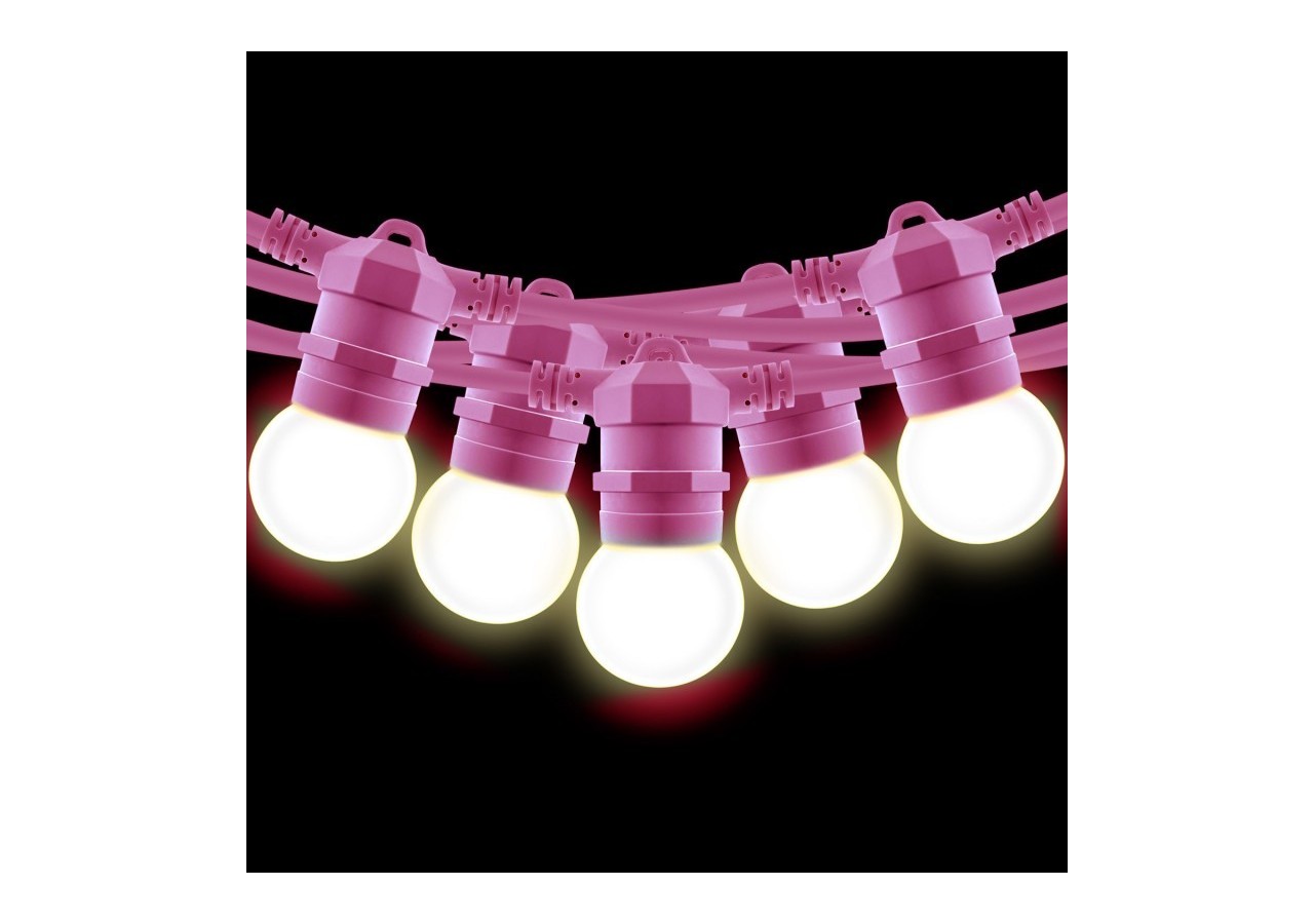 Kit guirlande lumineuse extérieure 10m + 10 ampoules LED E27 1W-IP44-Blanc chaud - K_L1500-SA - Barcelona LED