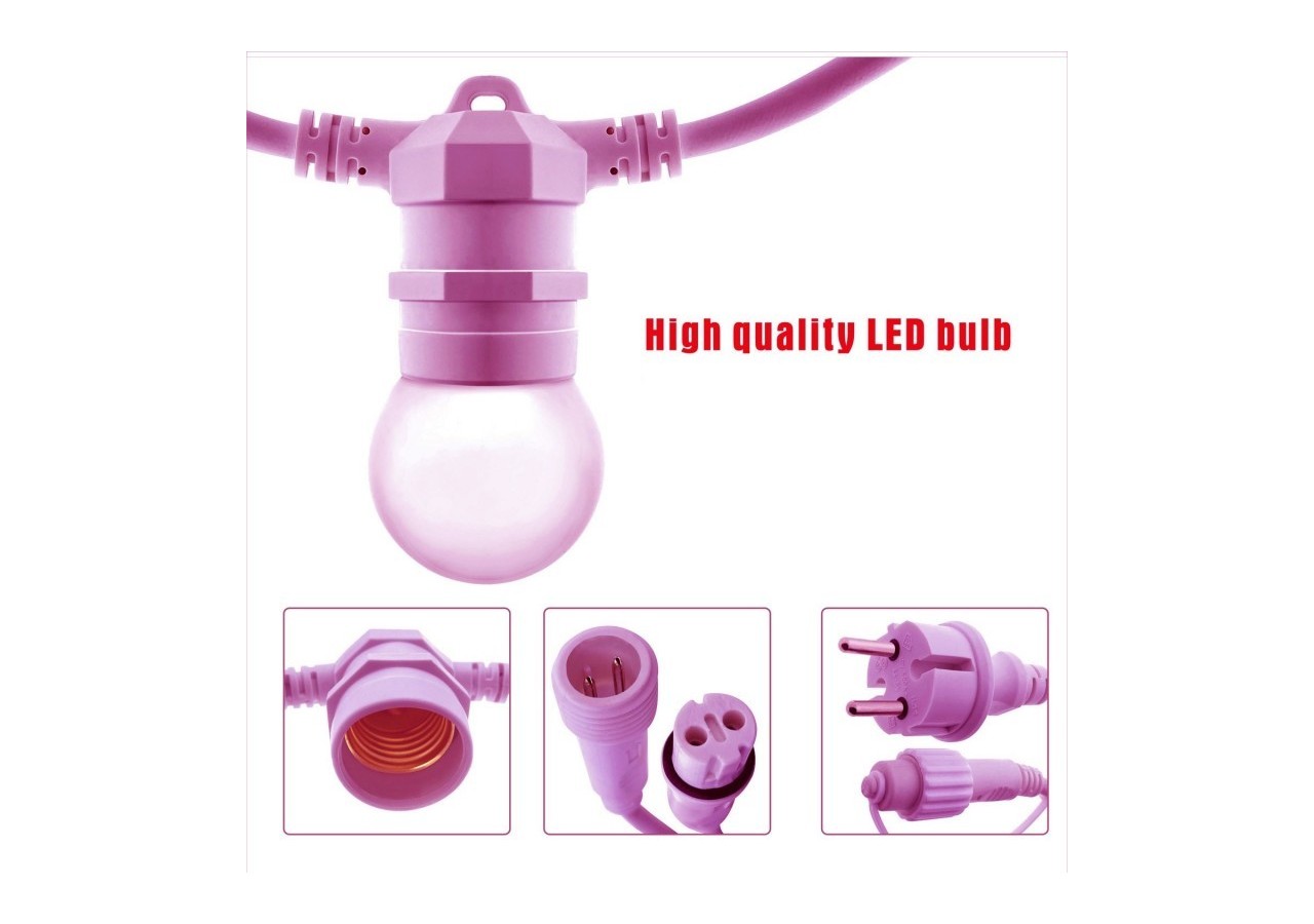Kit guirlande lumineuse extérieure 10m + 10 ampoules LED E27 1W-IP44-Blanc chaud - K_L1500-SA - Barcelona LED