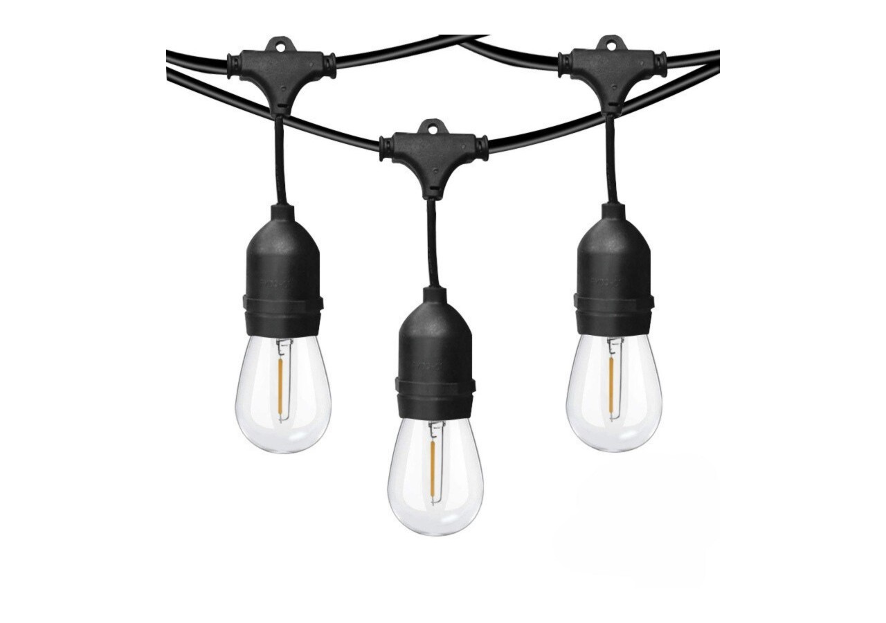 Kit guirlande lumineuse extérieure 11,5m + 10 ampoules LED E27 filament 1W-IP44-Blanc chaud - K-L1700-270 - Barcelona LED
