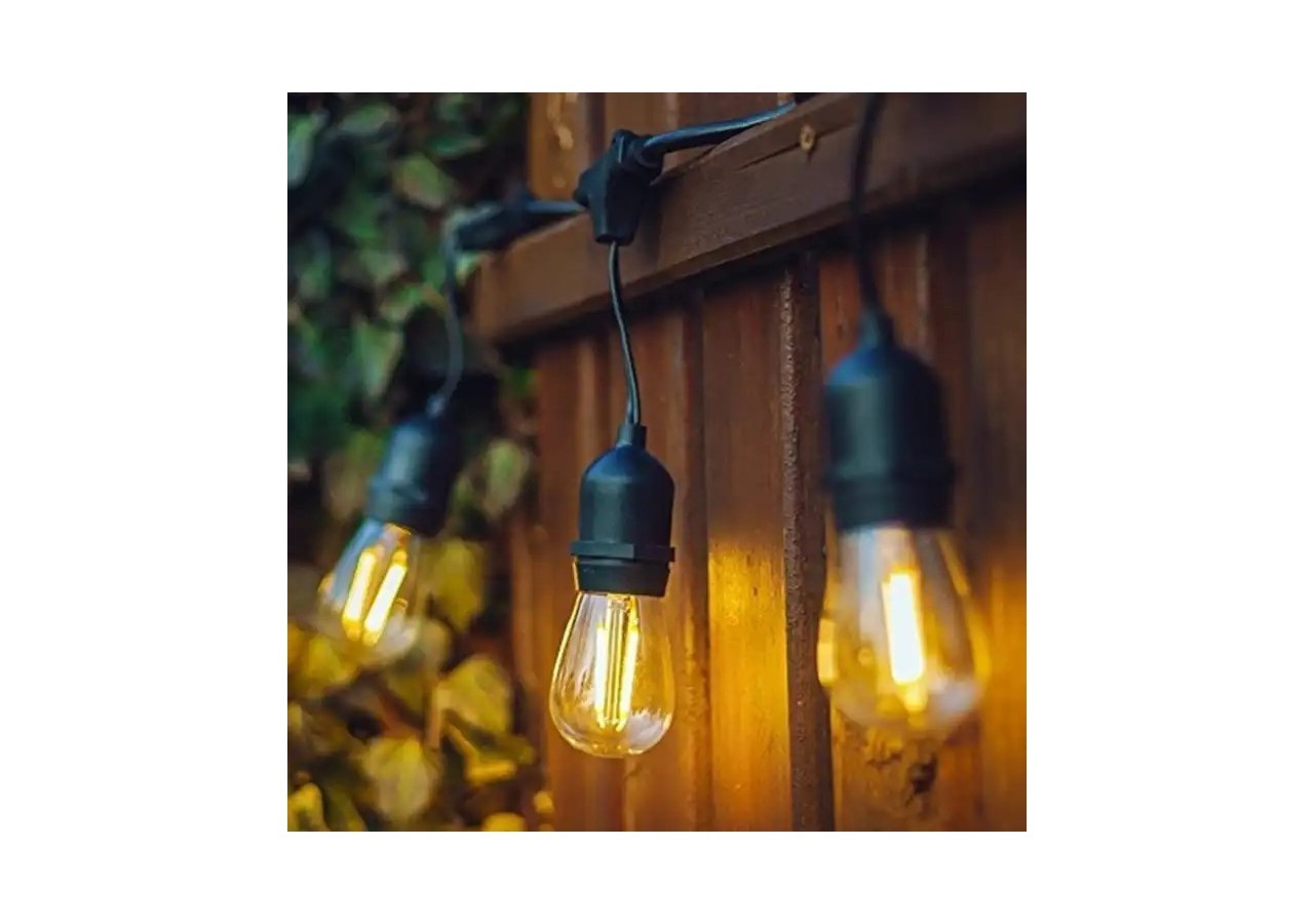 Kit guirlande lumineuse extérieure 11,5m + 10 ampoules LED E27 filament 1W-IP44-Blanc chaud - K-L1700-270 - Barcelona LED