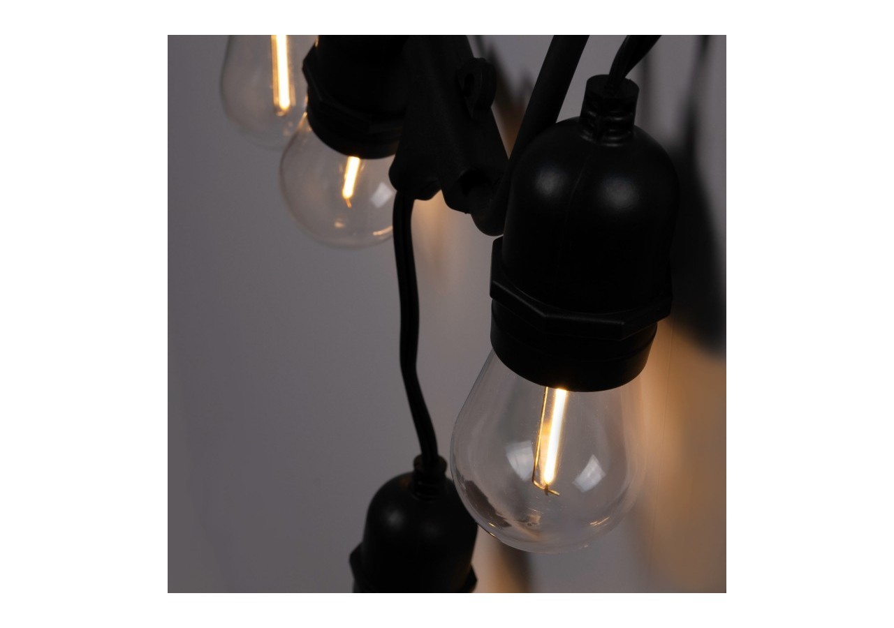 Kit guirlande lumineuse extérieure 11,5m + 10 ampoules LED E27 filament 1W-IP44-Blanc chaud - K-L1700-270 - Barcelona LED