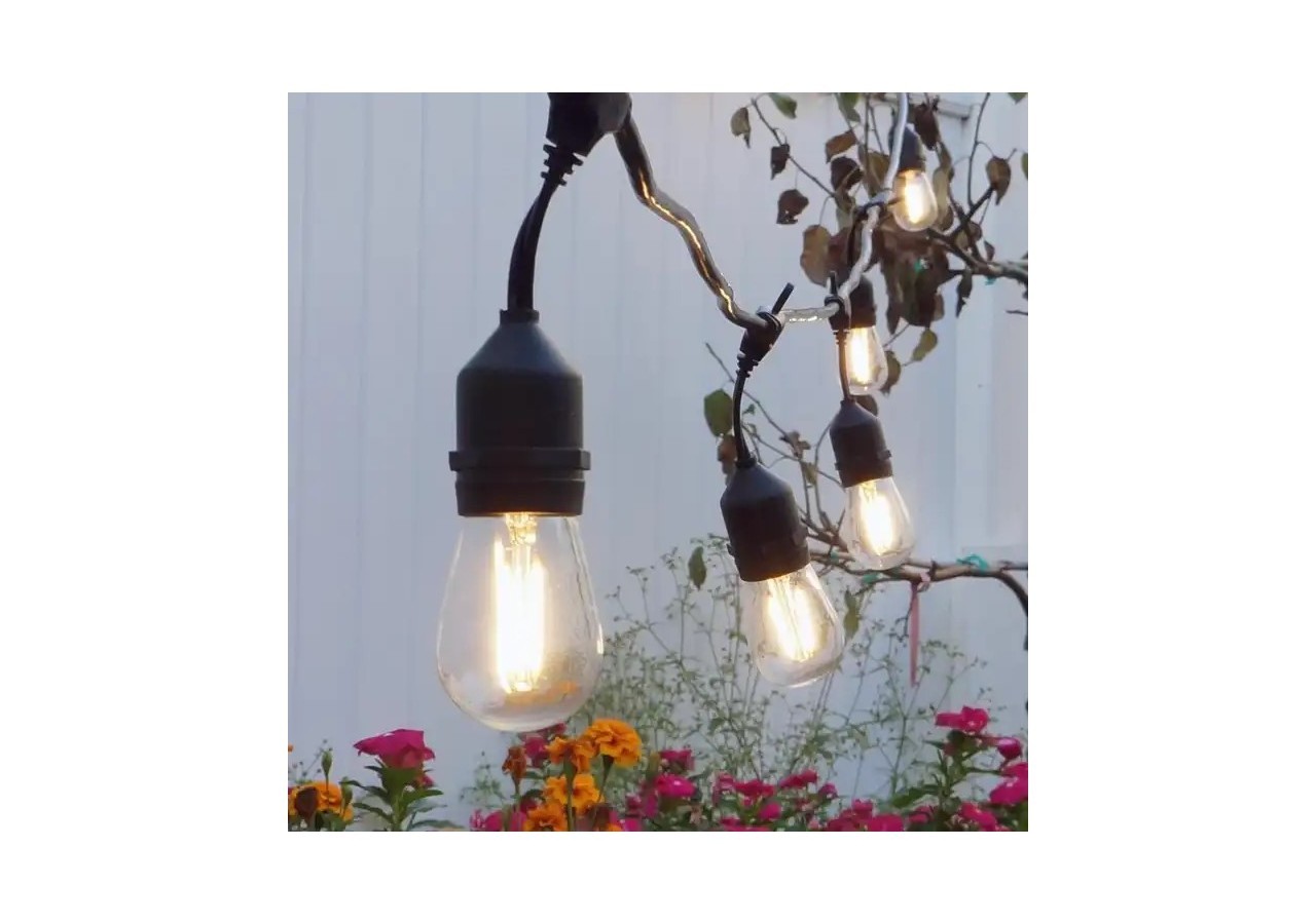 Kit guirlande lumineuse extérieure 11,5m + 10 ampoules LED E27 filament 1W-IP44-Blanc chaud - K-L1700-270 - Barcelona LED