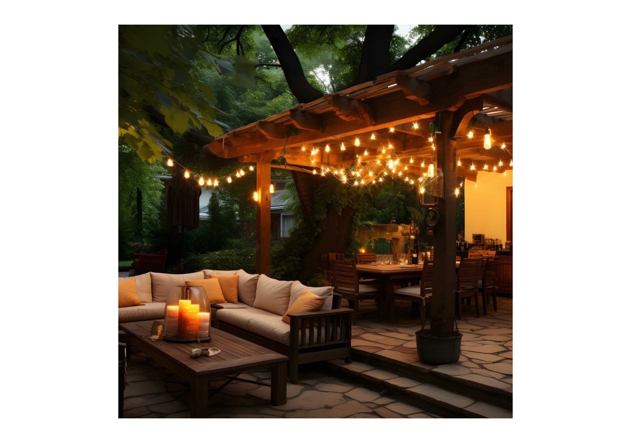 Kit guirlande lumineuse extérieure 11,5m + 10 ampoules LED E27 filament 1W-IP44-Blanc chaud - K-L1700-270 - Barcelona LED