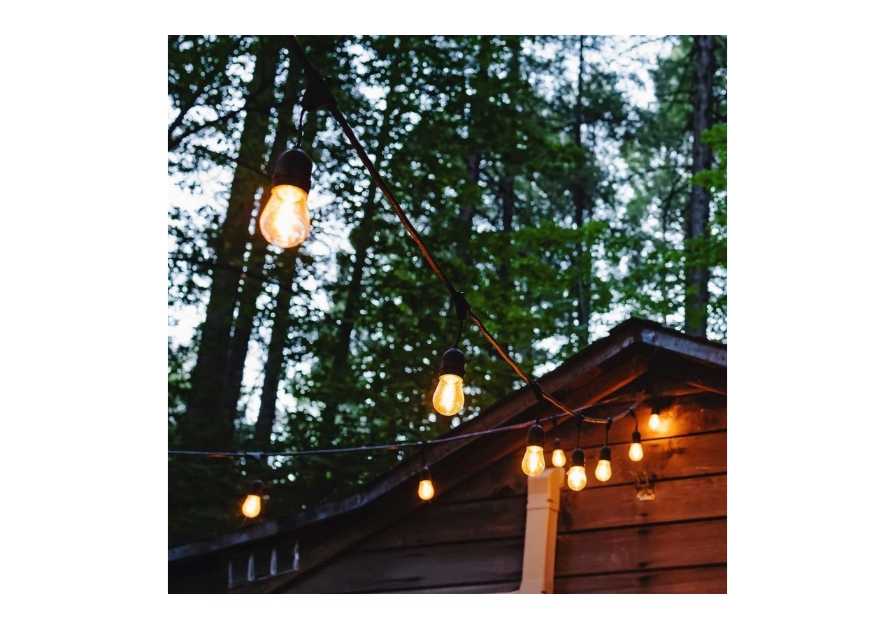Kit guirlande lumineuse extérieure 11,5m + 10 ampoules LED E27 filament 1W-IP44-Blanc chaud - K-L1700-270 - Barcelona LED