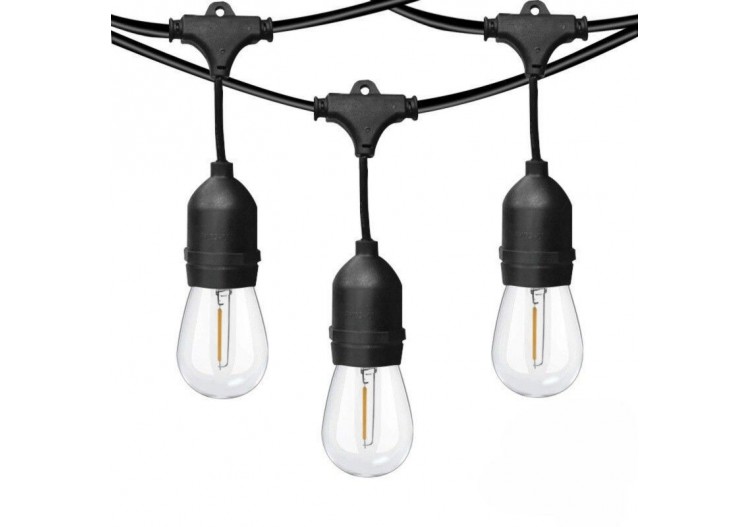 Kit guirlande lumineuse extérieure 11,5m + 10 ampoules LED E27 à filament 1W-IP44-Ambre - K_L1700-AR - Barcelona LED
