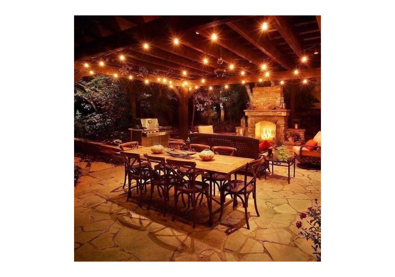 Kit guirlande lumineuse extérieure 11,5m + 10 ampoules LED E27 à filament 1W-IP44-Ambre - K_L1700-AR - Barcelona LED