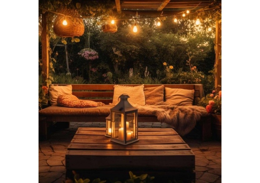 Kit guirlande lumineuse extérieure 11,5m + 10 ampoules LED E27 à filament 1W-IP44-Ambre - K_L1700-AR - Barcelona LED Kit guirlande lumineuse extérieure 11,5m + 10 ampoules LED E27 à filament 1W-IP44-Ambre - K_L1700-AR - Barcelona LED