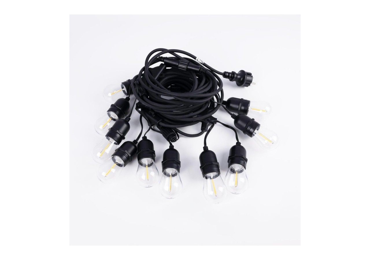 Kit guirlande lumineuse extérieure 11,5m + 10 ampoules LED E27 à filament 1W-IP44-Ambre - K_L1700-AR - Barcelona LED