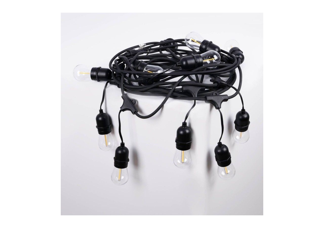 Kit guirlande lumineuse extérieure 11,5m + 10 ampoules LED E27 à filament 1W-IP44-Ambre - K_L1700-AR - Barcelona LED