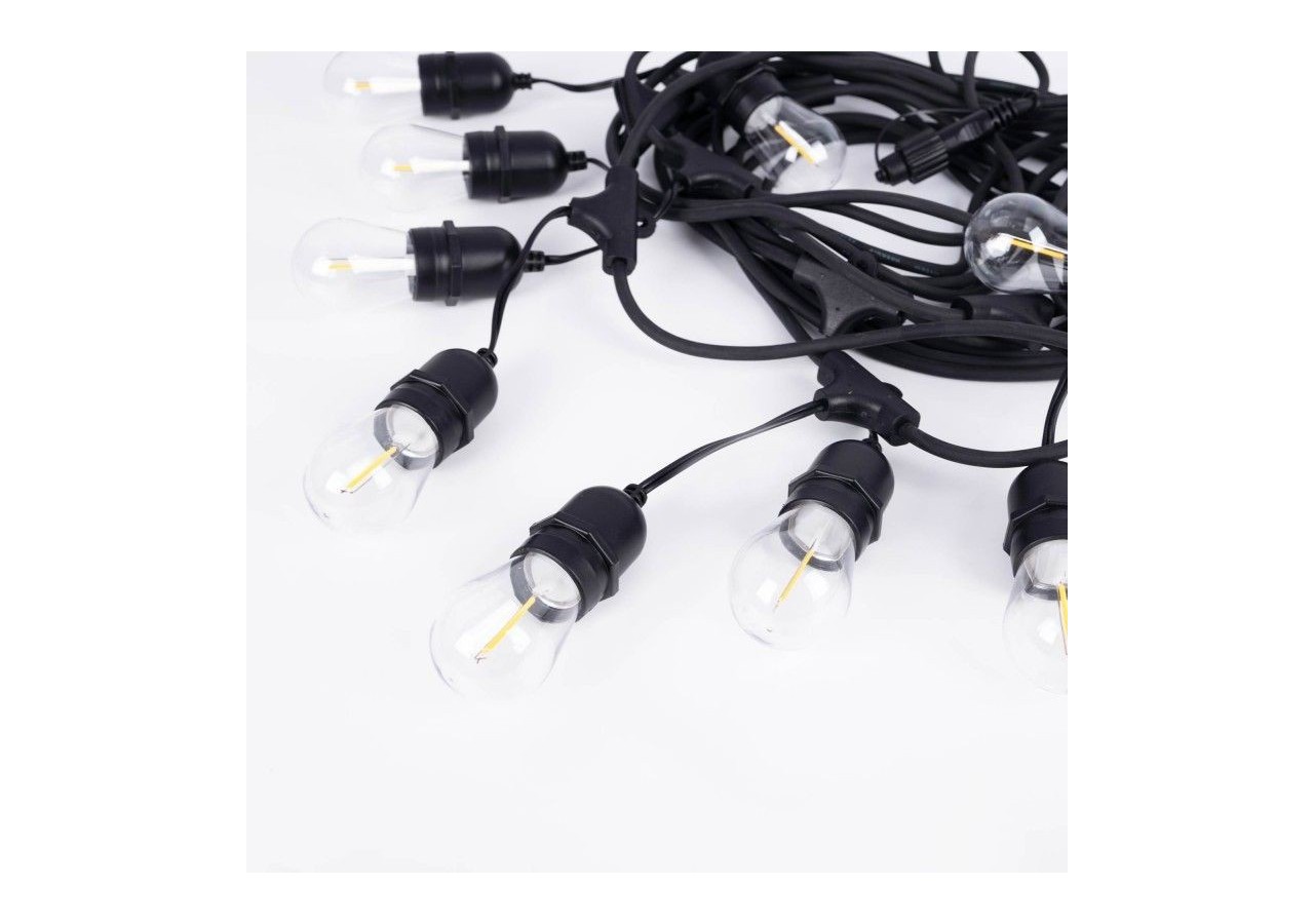 Kit guirlande lumineuse extérieure 11,5m + 10 ampoules LED E27 à filament 1W-IP44-Ambre - K_L1700-AR - Barcelona LED