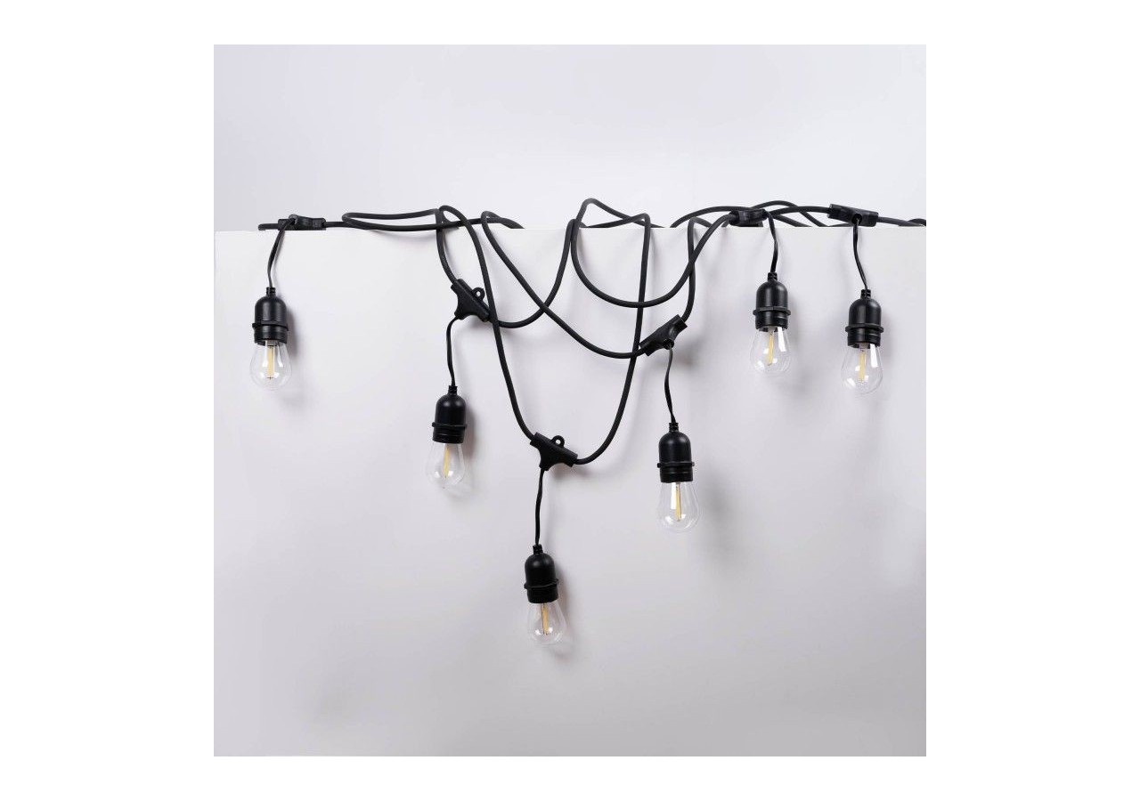 Kit guirlande lumineuse extérieure 11,5m + 10 ampoules LED E27 à filament 1W-IP44-Ambre - K_L1700-AR - Barcelona LED