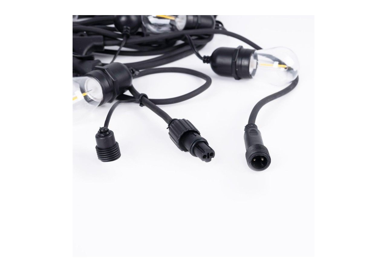 Kit guirlande lumineuse extérieure 11,5m + 10 ampoules LED E27 à filament 1W-IP44-Ambre - K_L1700-AR - Barcelona LED