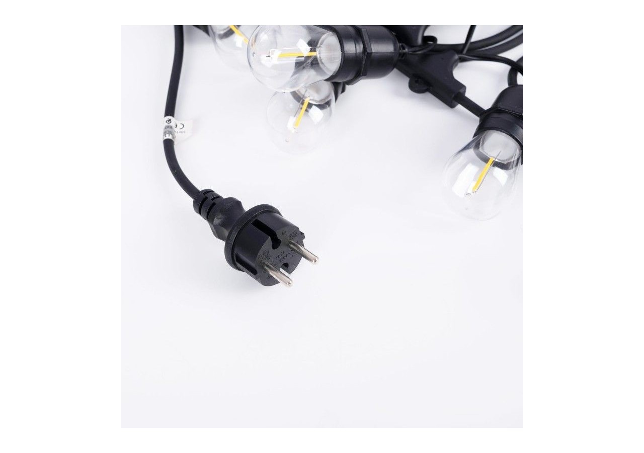Kit guirlande lumineuse extérieure 11,5m + 10 ampoules LED E27 à filament 1W-IP44-Ambre - K_L1700-AR - Barcelona LED