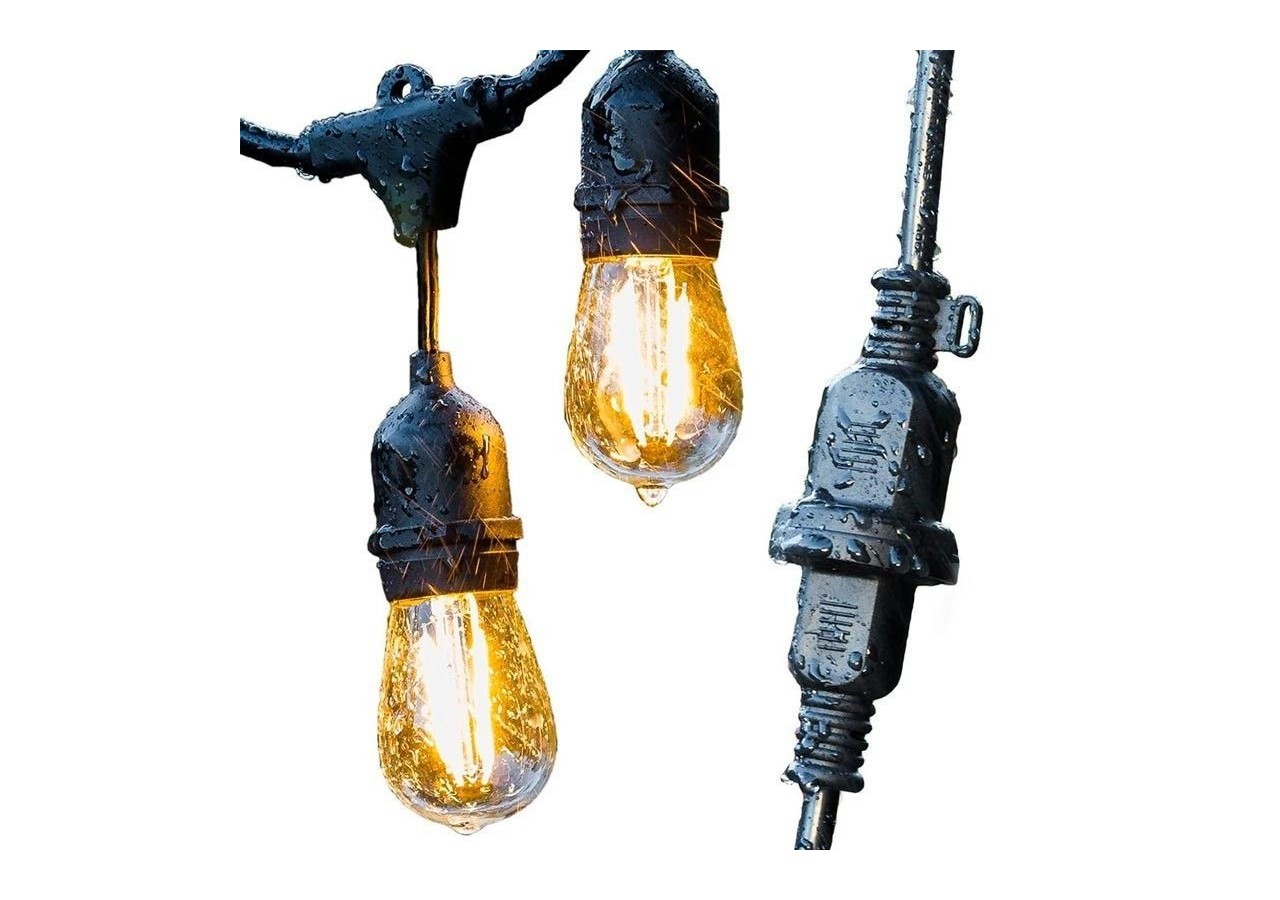 Kit guirlande lumineuse extérieure 11,5m + 10 ampoules LED E27 à filament 1W-IP44-Ambre - K_L1700-AR - Barcelona LED