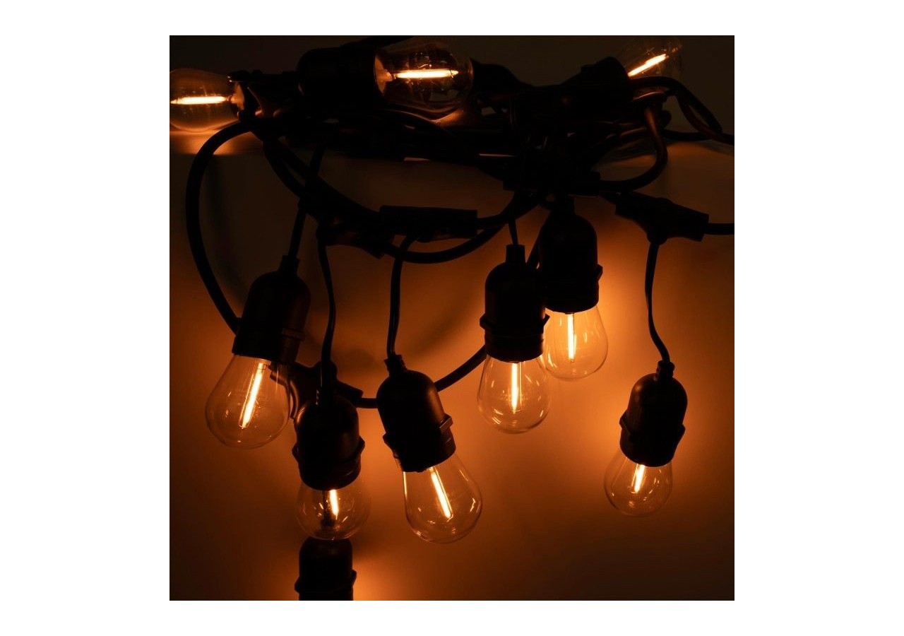 Kit guirlande lumineuse extérieure 11,5m + 10 ampoules LED E27 à filament 1W-IP44-Ambre - K_L1700-AR - Barcelona LED