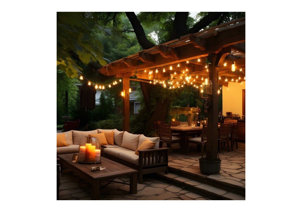 Kit guirlande lumineuse extérieure 11,5m + 10 ampoules LED E27 à filament 1W-IP44-Ambre - K_L1700-AR - Barcelona LED