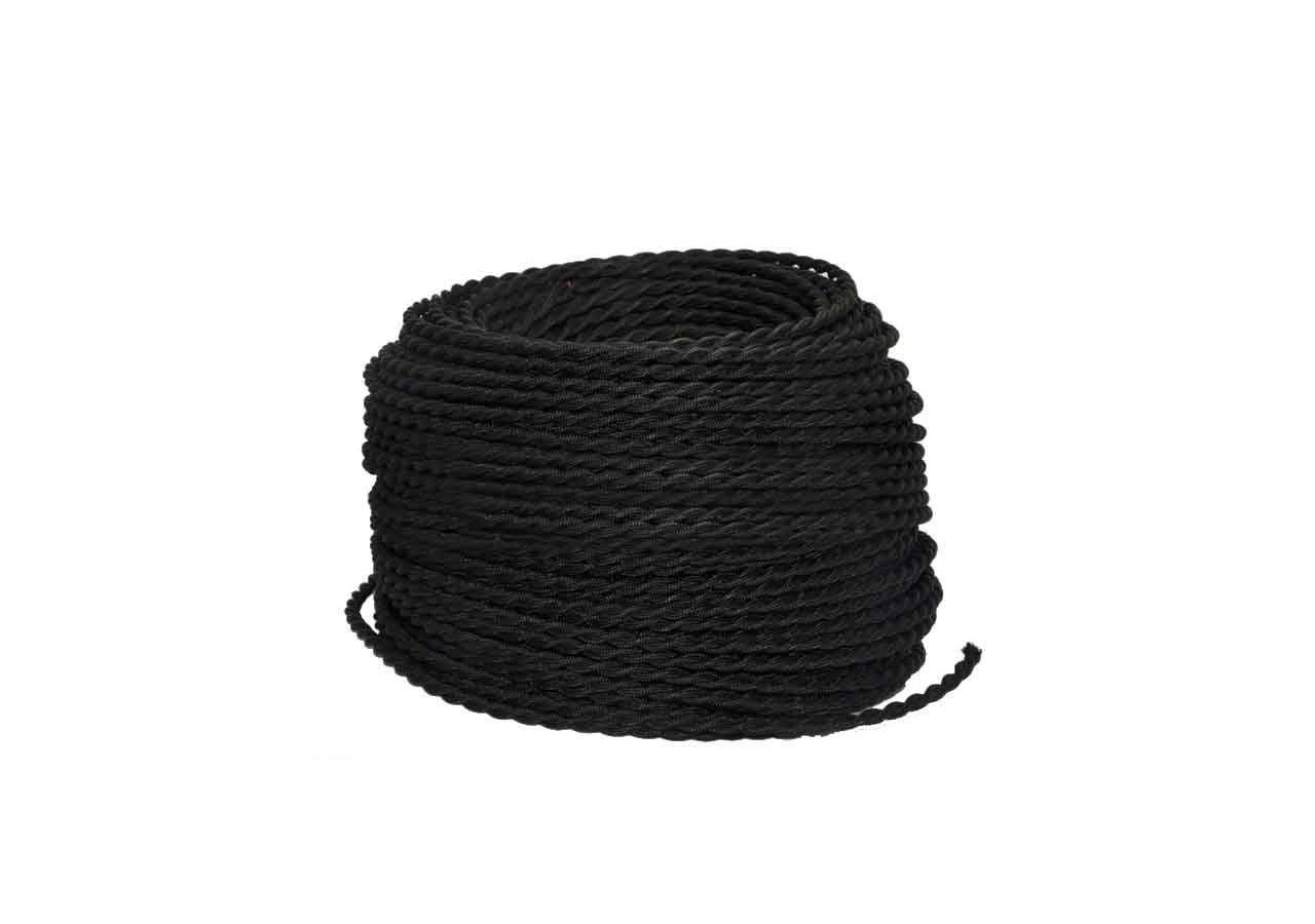 Câble électrique en tissu tressé au mètre-Noir - LV001-N - Barcelona LED