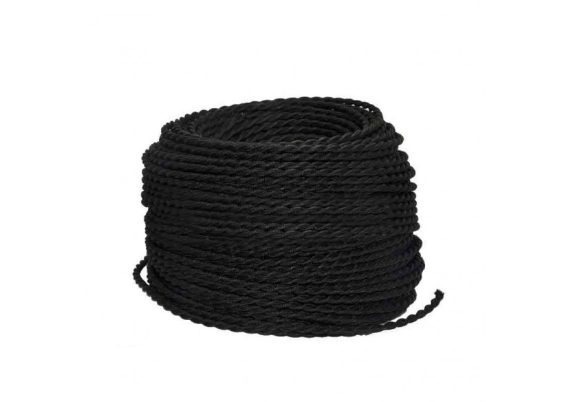 Câble électrique en tissu tressé au mètre-Noir - LV001-N - Barcelona LED Câble électrique en tissu tressé au mètre-Noir - LV001-N - Barcelona LED