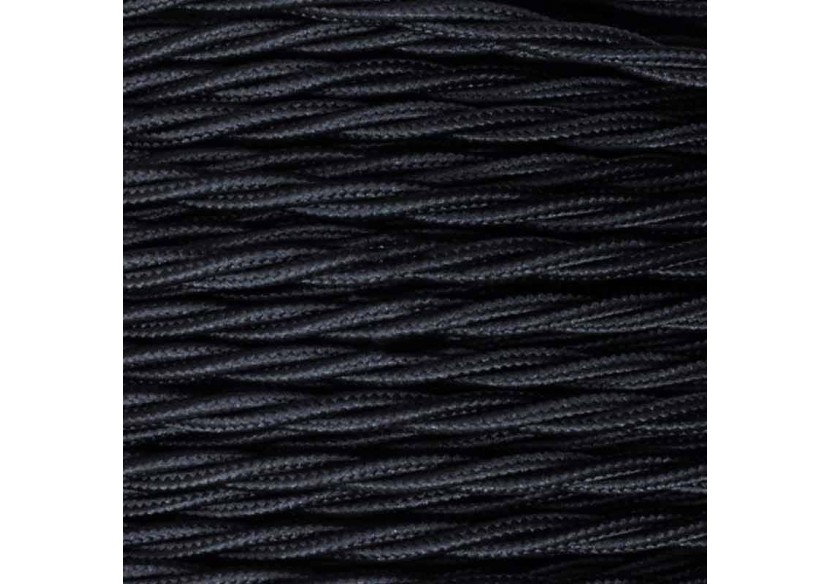 Câble électrique en tissu tressé au mètre-Noir - LV001-N - Barcelona LED Câble électrique en tissu tressé au mètre-Noir - LV001-N - Barcelona LED