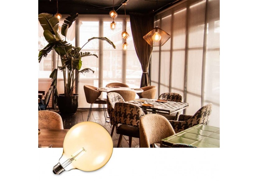 Ampoule LED E27 6W G125 Filament "Vintage Gold" - BFD1-G125E27-G - Barcelona LED Ampoule LED E27 6W G125 Filament "Vintage Gold" - BFD1-G125E27-G - Barcelona LED