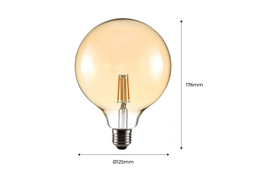 Ampoule LED E27 6W G125 Filament "Vintage Gold" - BFD1-G125E27-G - Barcelona LED Ampoule LED E27 6W G125 Filament "Vintage Gold" - BFD1-G125E27-G - Barcelona LED