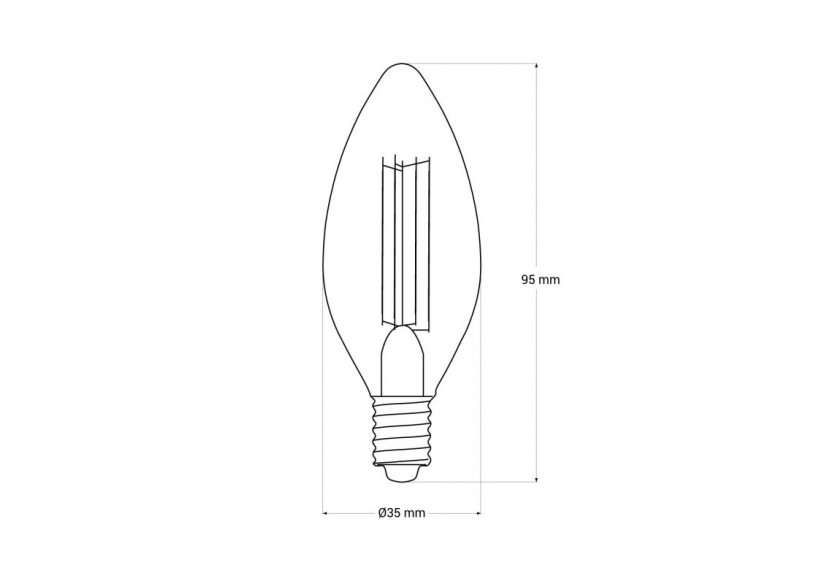 Ampoule à filament LED Bougie E14 C35-4W-Vintage-2200K - BFD1-C35E14-BC - Barcelona LED