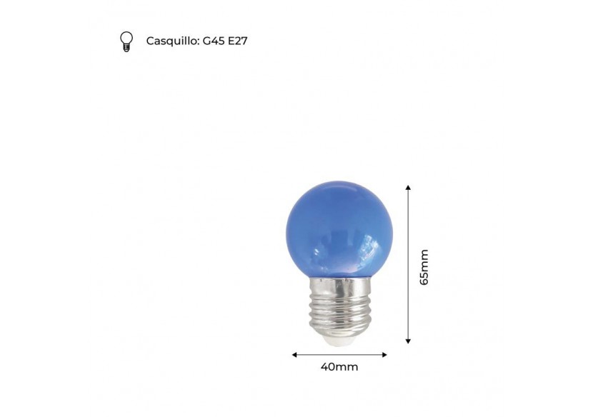 Ampoule LED E27 1W G45 Couleurs - B1312-E27-AZ - Barcelona LED