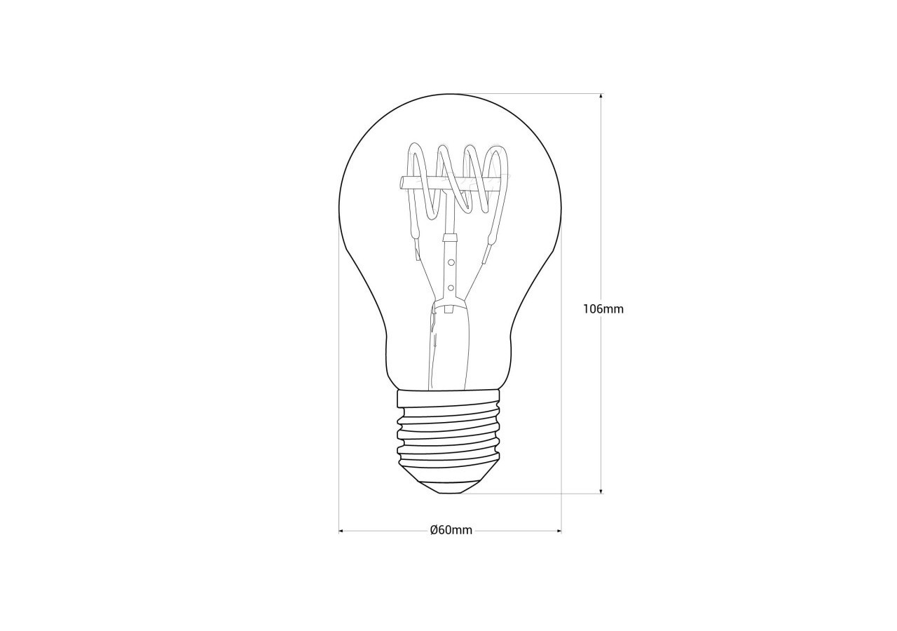Ampoule LED vintage à filament en spirale-E27 A60-Dimmable 4W-2200K - BFD1-A60E27-ESPIRAL - Barcelona LED