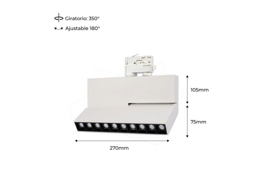 Spot LED 30W sur rail triphasé UGR19 - B00571-B-BC - Barcelona LED