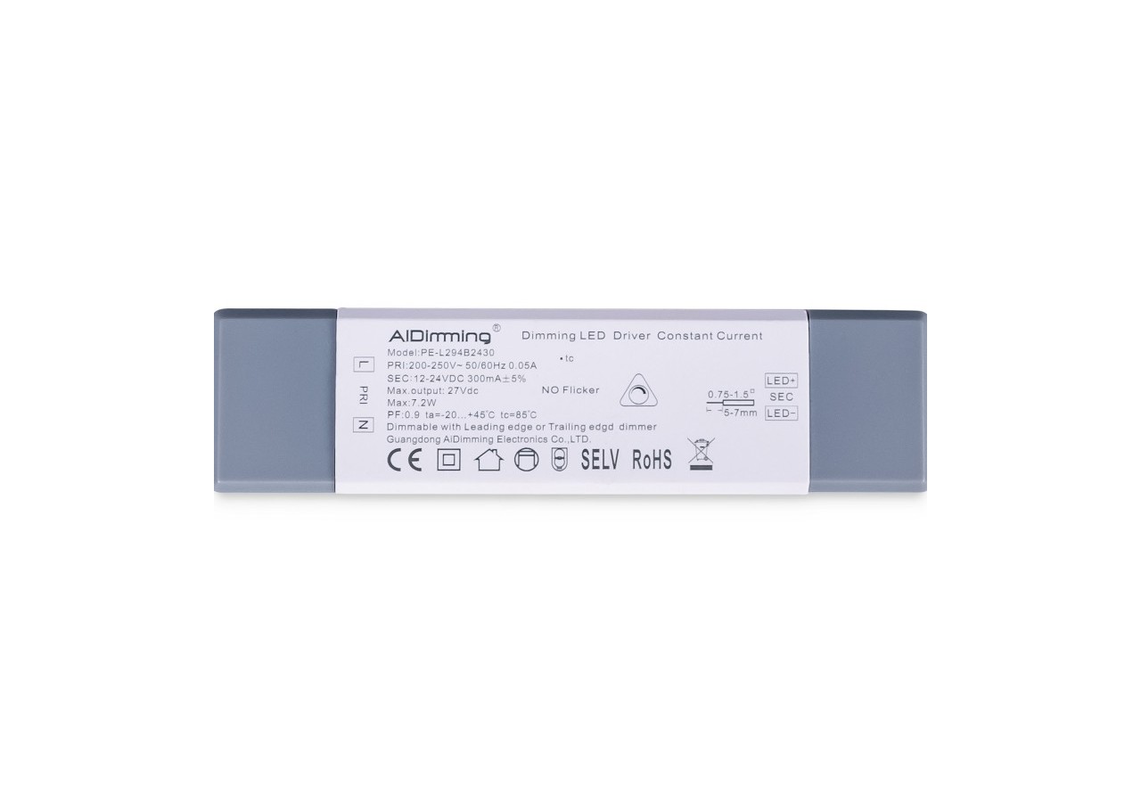 Driver dimmable TRIAC 12-24V DC-300mA-6W - PE-L294B2430 - Barcelona LED