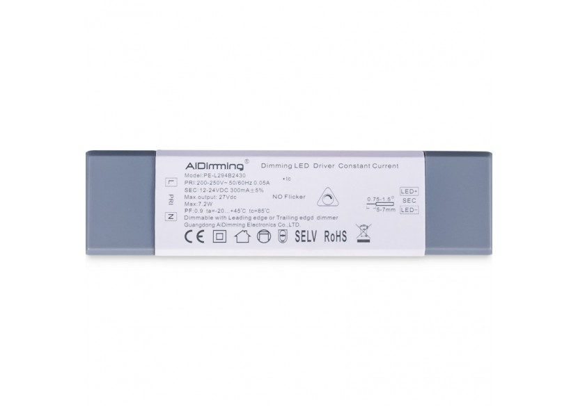 Driver dimmable TRIAC 12-24V DC-300mA-6W - PE-L294B2430 - Barcelona LED