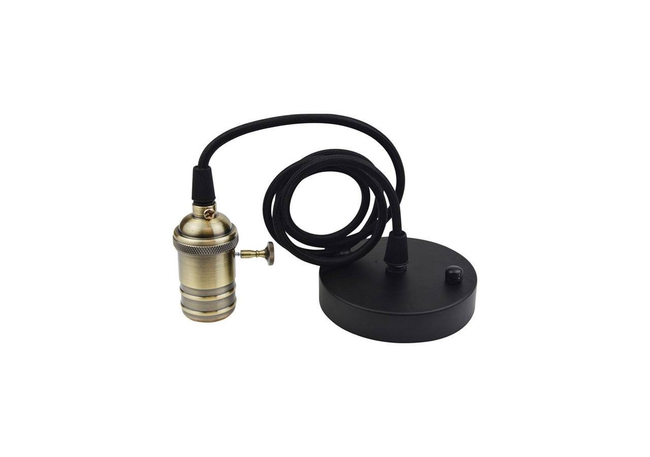 Douille vintage avec interrupteur + rosace noire - LV1002-BR - Barcelona LED