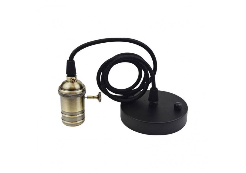 Douille vintage avec interrupteur + rosace noire - LV1002-BR - Barcelona LED Douille vintage avec interrupteur + rosace noire - LV1002-BR - Barcelona LED