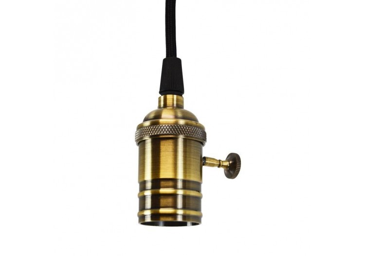 Douille vintage avec interrupteur + rosace noire - LV1002-BR - Barcelona LED 2