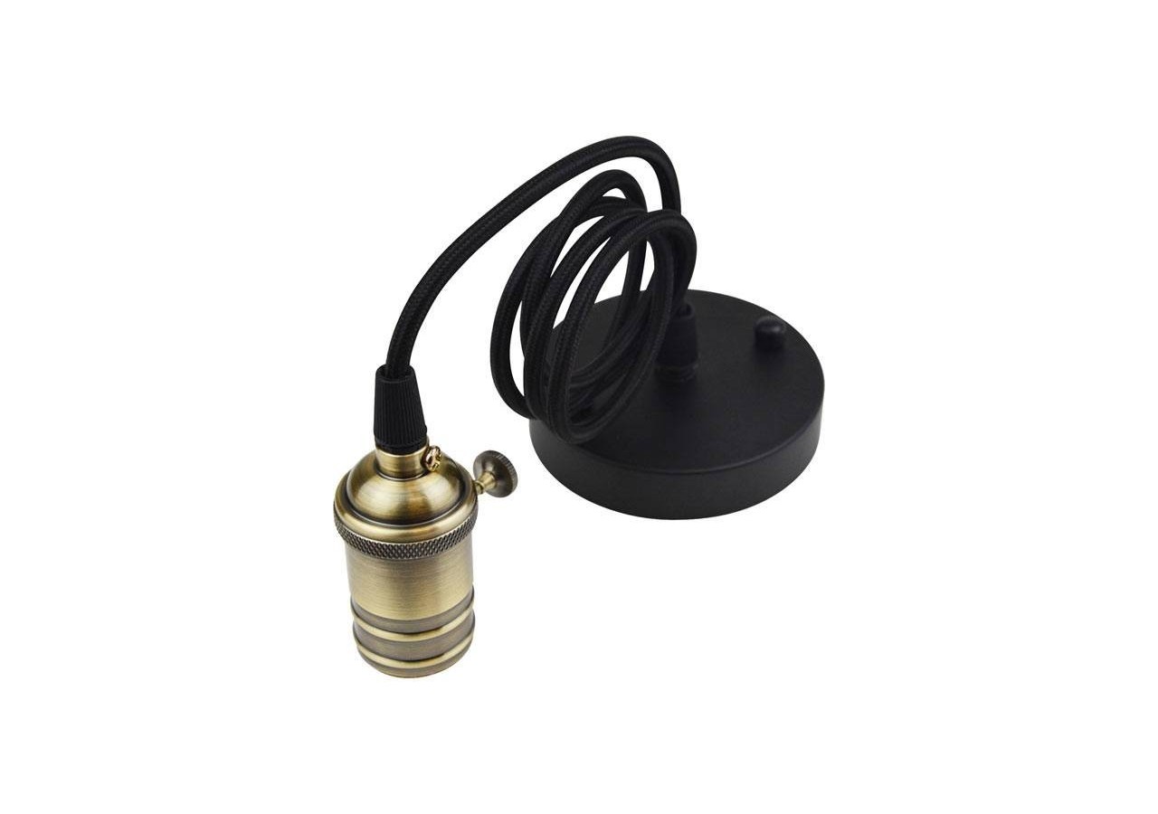 Douille vintage avec interrupteur + rosace noire - LV1002-BR - Barcelona LED