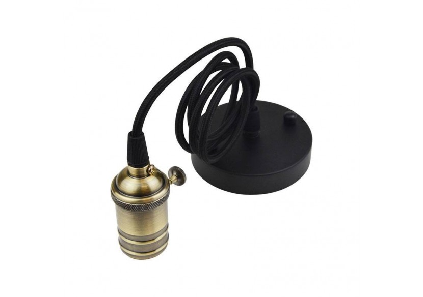 Douille vintage avec interrupteur + rosace noire - LV1002-BR - Barcelona LED Douille vintage avec interrupteur + rosace noire - LV1002-BR - Barcelona LED